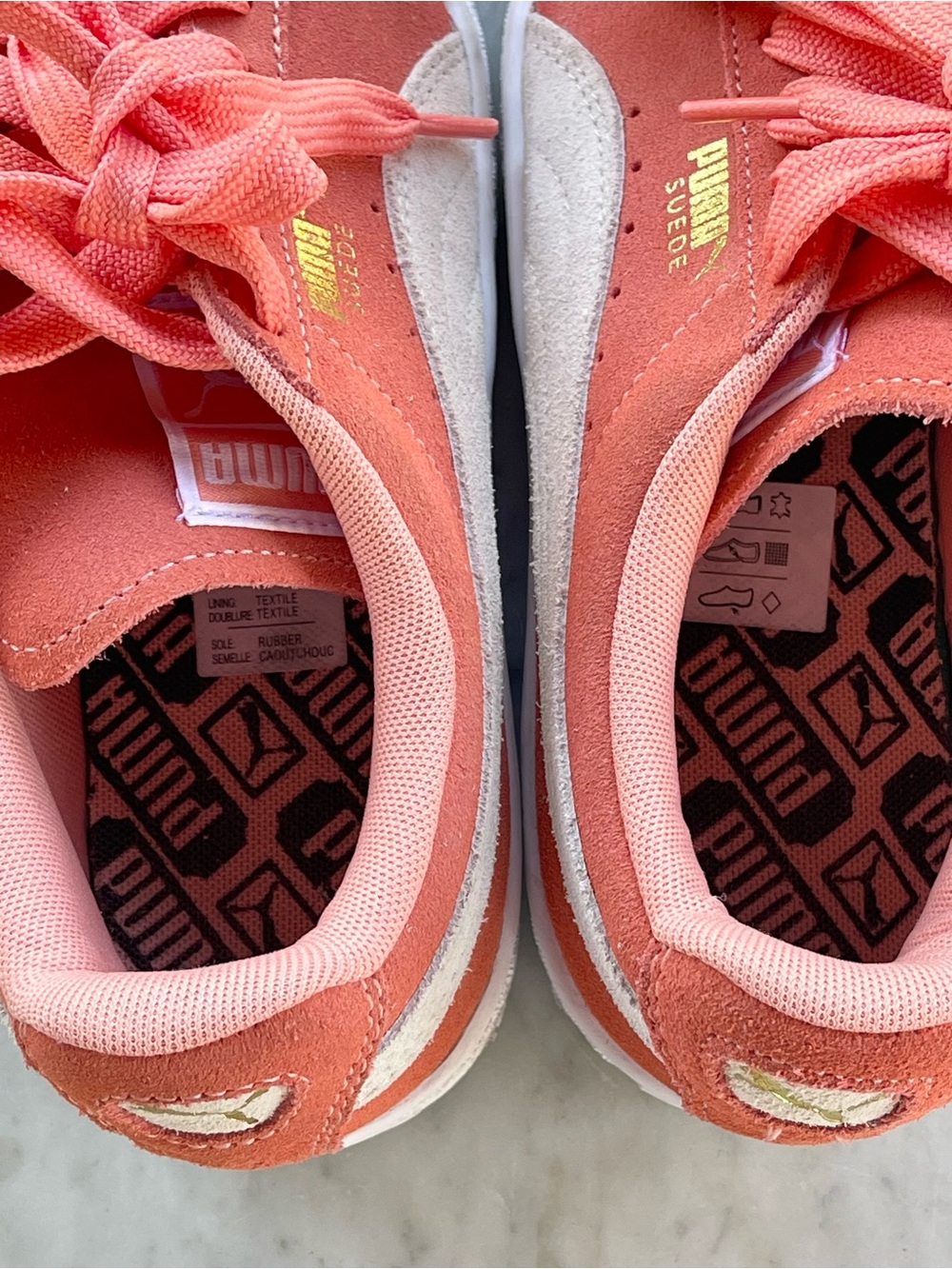 PUMA Women’s Suede Sneakers Pink Coral White Size 7 Classic Low Top - Picture 7 of 7